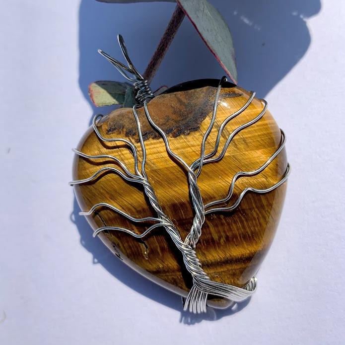 Tiger Eye Tree of Life Wire Wrapped Pendant #1 - Earth Family Crystals