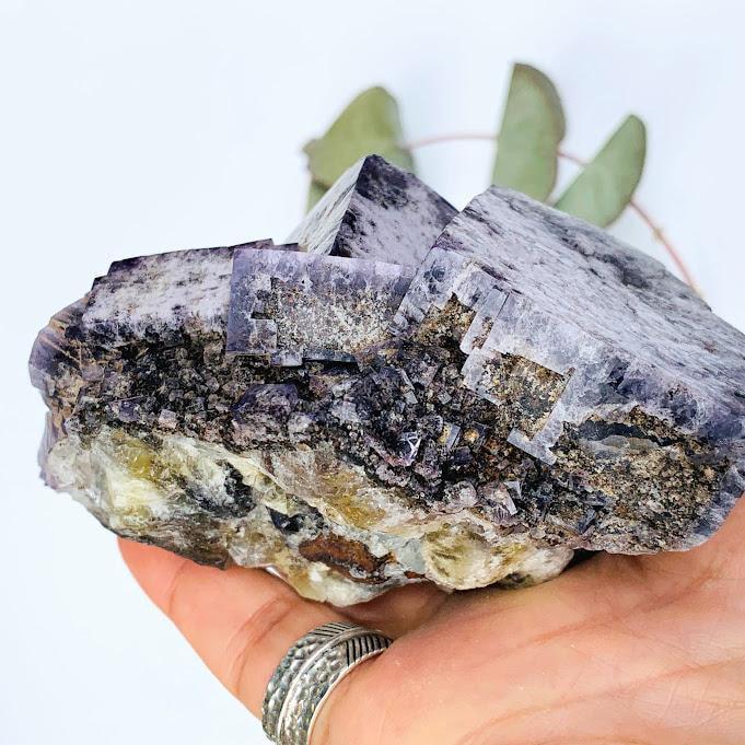Collectors Large Rogerly Mine Golden & Purple Raw Fluorite Display Specimen From Frosterley, England - Earth Family Crystals