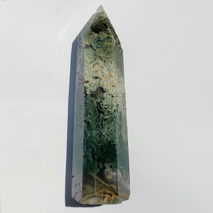 Polished Moss Agate Standing Display Tower #5 - Earth Family Crystals