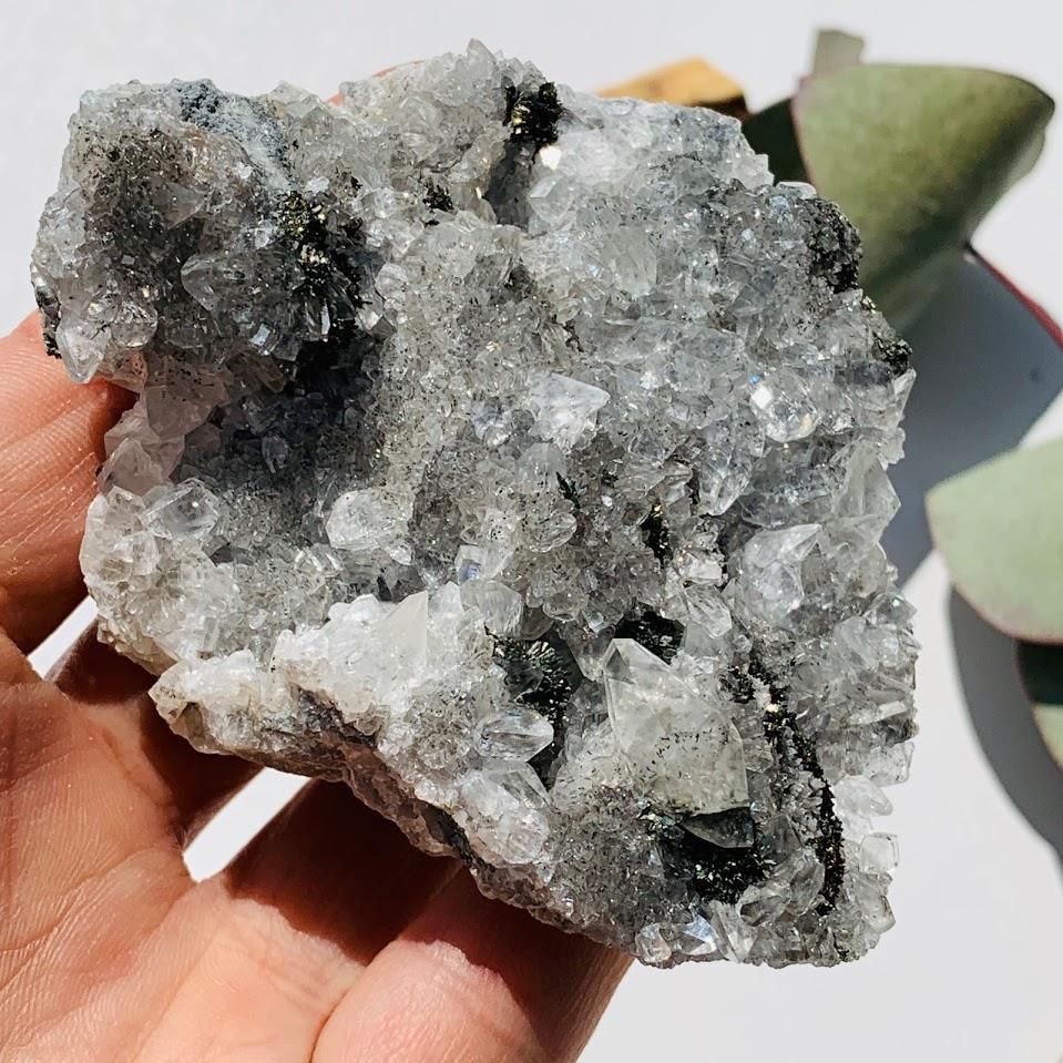 Brilliant Sparkle Chalcopyrite & Clear Stellar Beam Calcite Cluster From USA - Earth Family Crystals