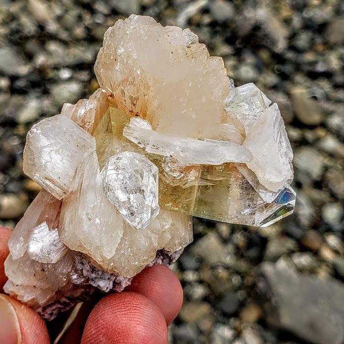Blooming Pink Stilbite & Green Apophyllite Cluster From India - Earth Family Crystals