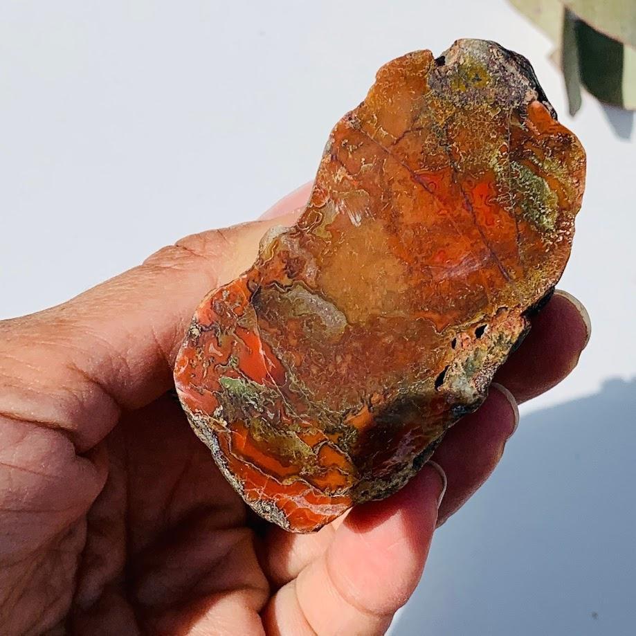 Australian Orange & Red Partially Polished Landscape Agate Specimen - Earth Family Crystals